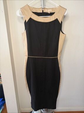 Banana Republic Sleeveless Black and Tan Sheath Dress